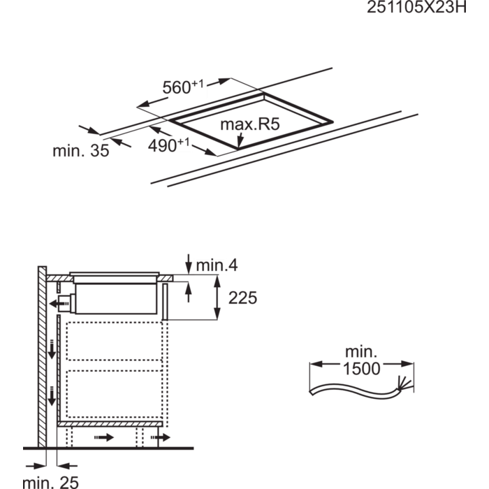 Installation Diagram with product measurements