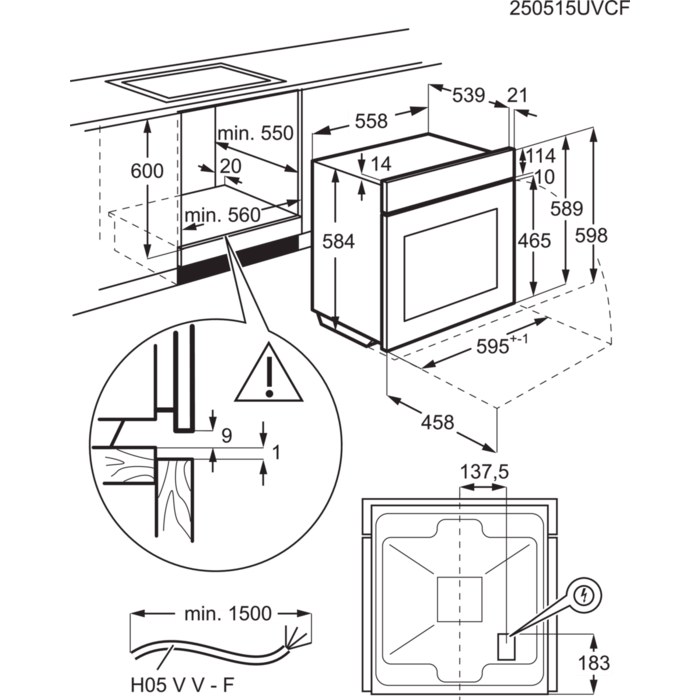 Installation Diagram with product measurements