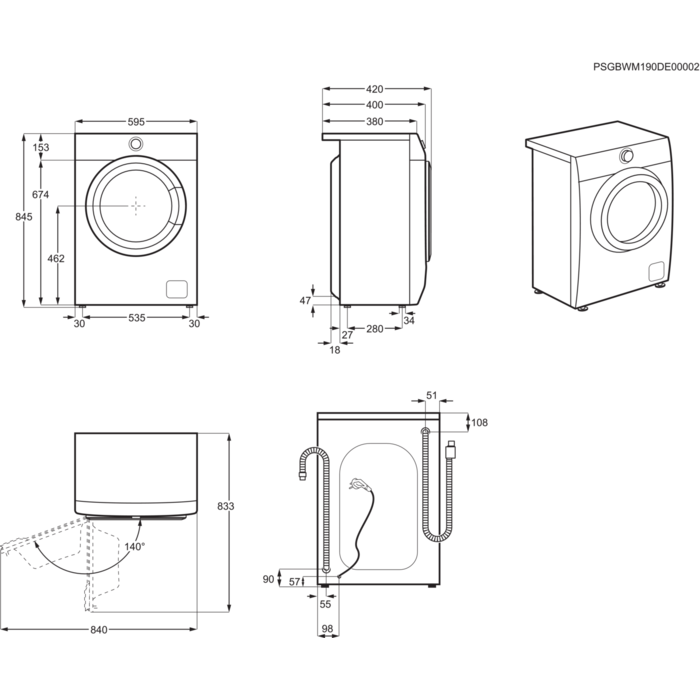 Installation Diagram with product measurements