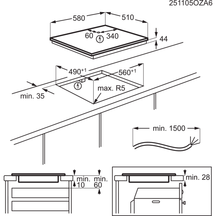 Installation Diagram with product measurements