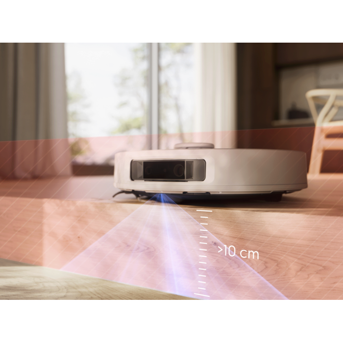 Inbuilt sensors stop the robot falling down steps – for worry-free cleaning on every floor. Disclaimer: Based on internal test according to QB/T 4833 - 2015 Drop proof test 