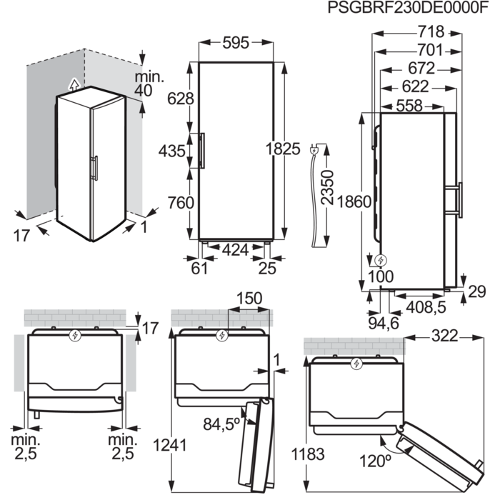 Installation Diagram with product measurements