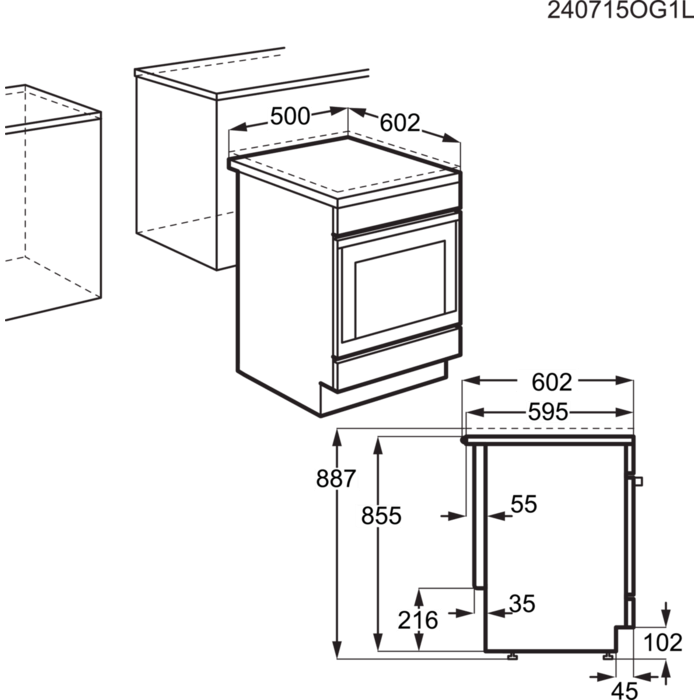 Installation Diagram with product measurements