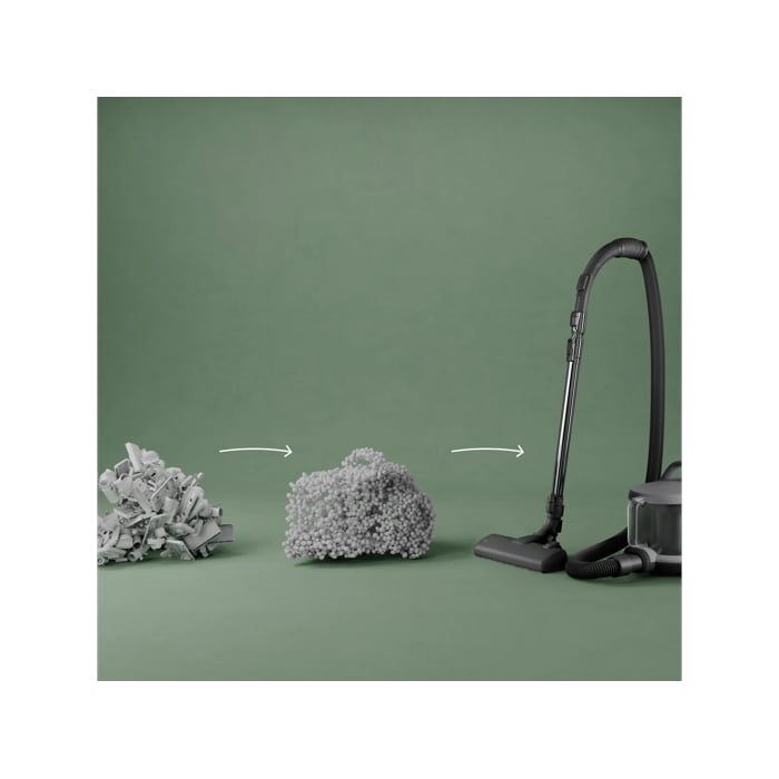 Vacuum cleaner and main nozzle made with up to 50% recycled plastic for a more sustainable choice.