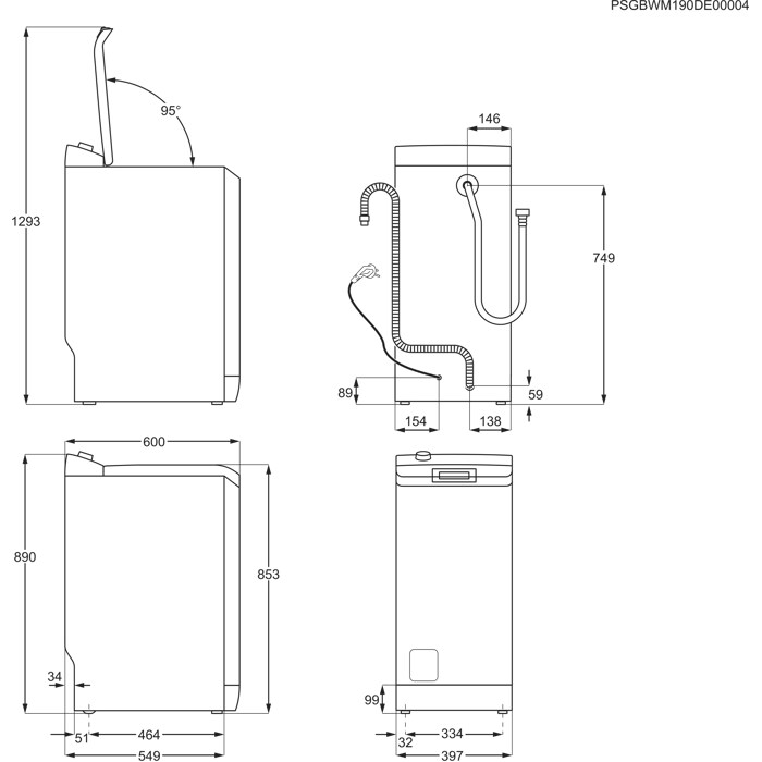Installation Diagram with product measurements