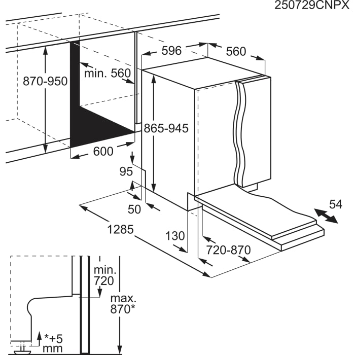 Installation Diagram with product measurements