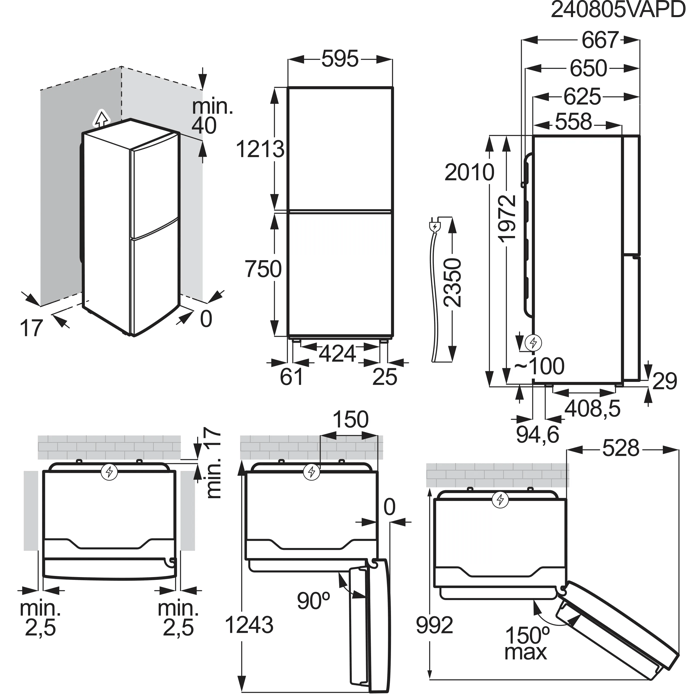 Installation Diagram with product measurements
