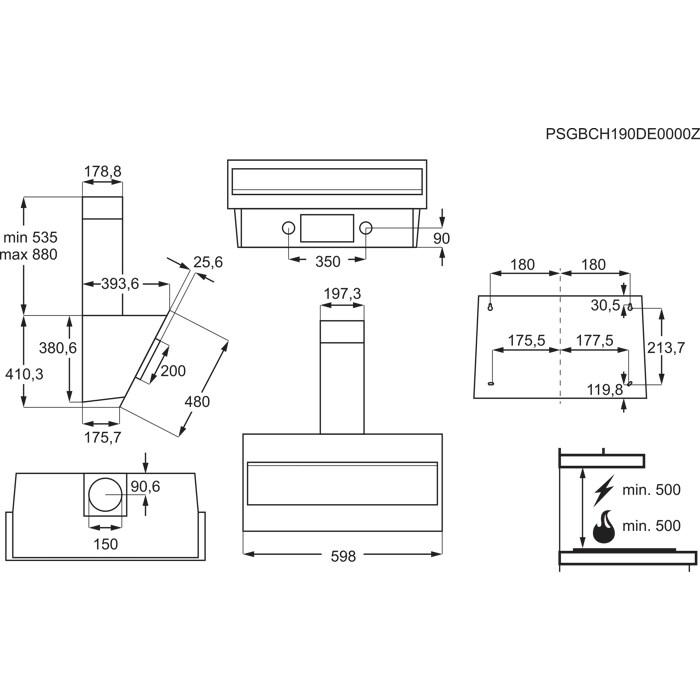 Installation Diagram with product measurements