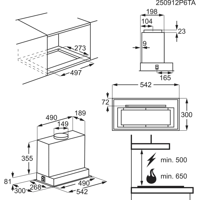 Installation Diagram with product measurements