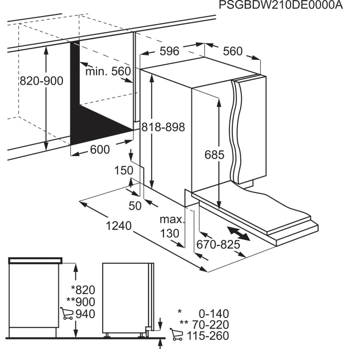 Installation Diagram with product measurements