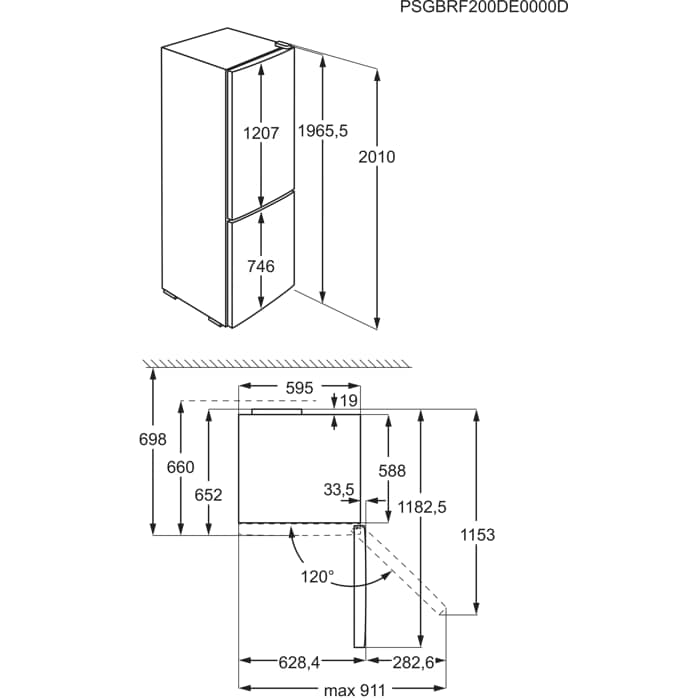 Installation Diagram with product measurements