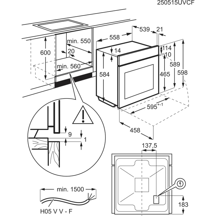 Installation Diagram with product measurements