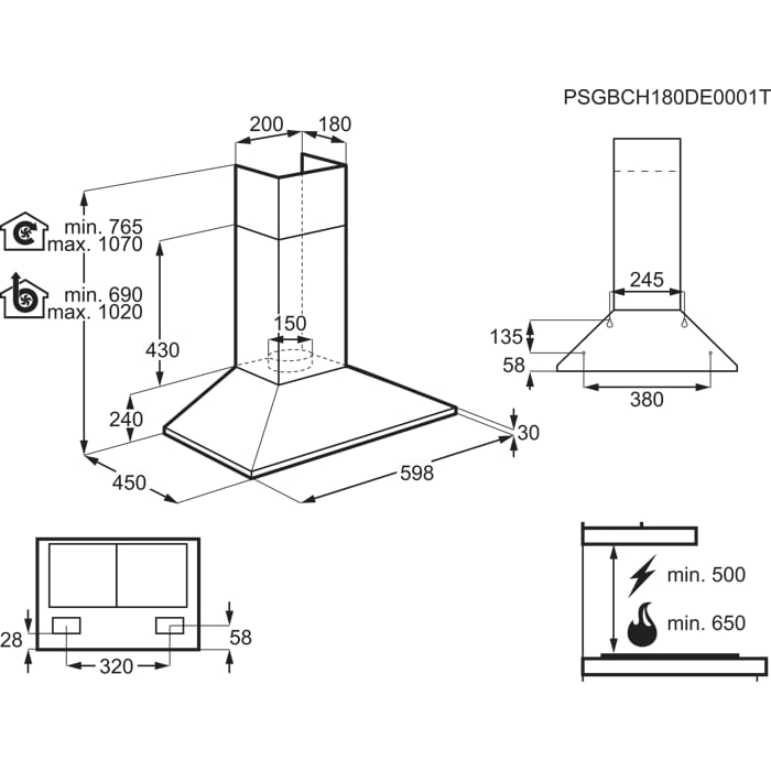 Installation Diagram with product measurements