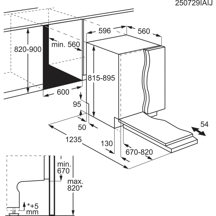 Installation Diagram with product measurements