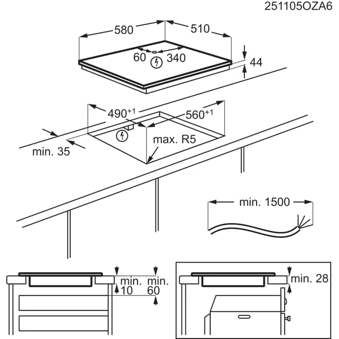 Installation Diagram with product measurements