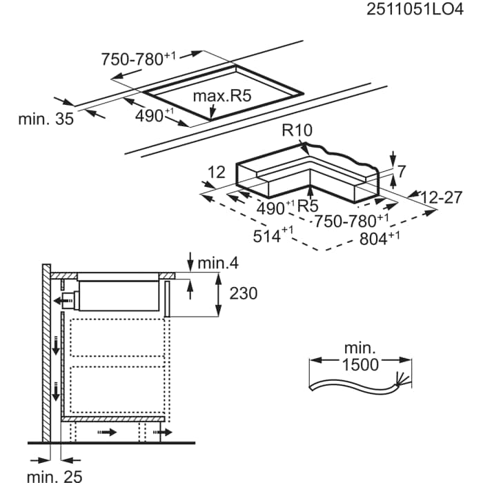 Installation Diagram with product measurements