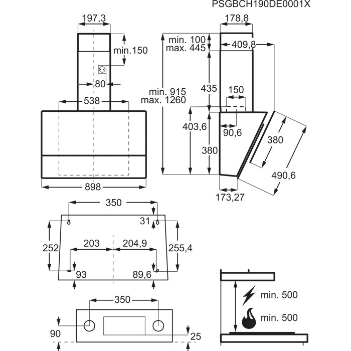 Installation Diagram with product measurements