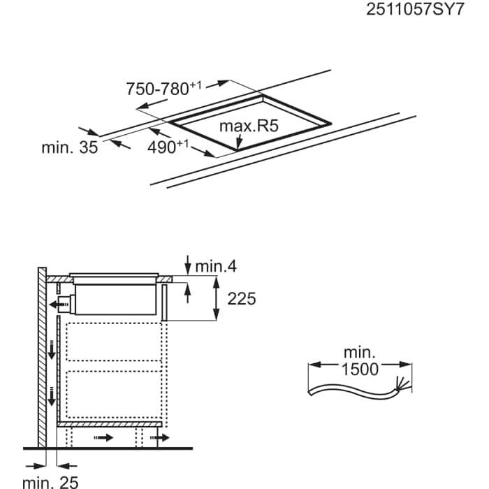 Installation Diagram with product measurements