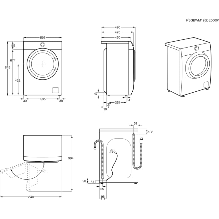 Installation Diagram with product measurements