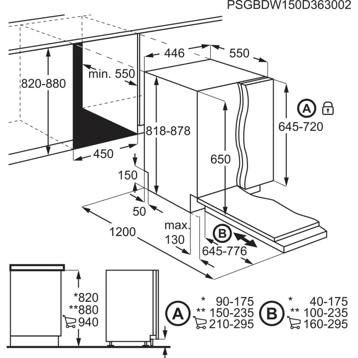 Installation Diagram with product measurements