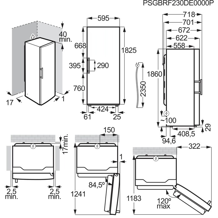 Installation Diagram with product measurements