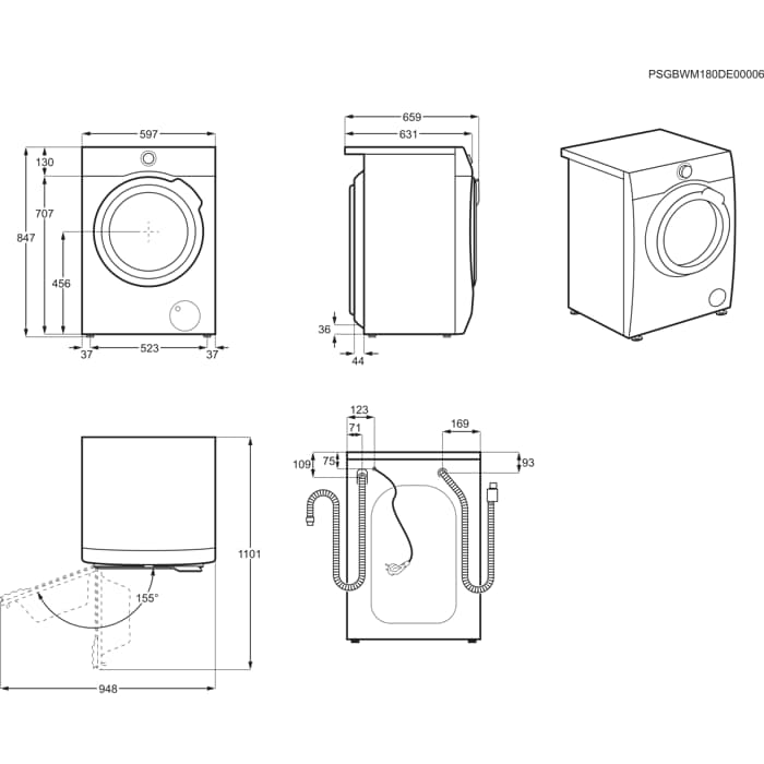Installation Diagram with product measurements