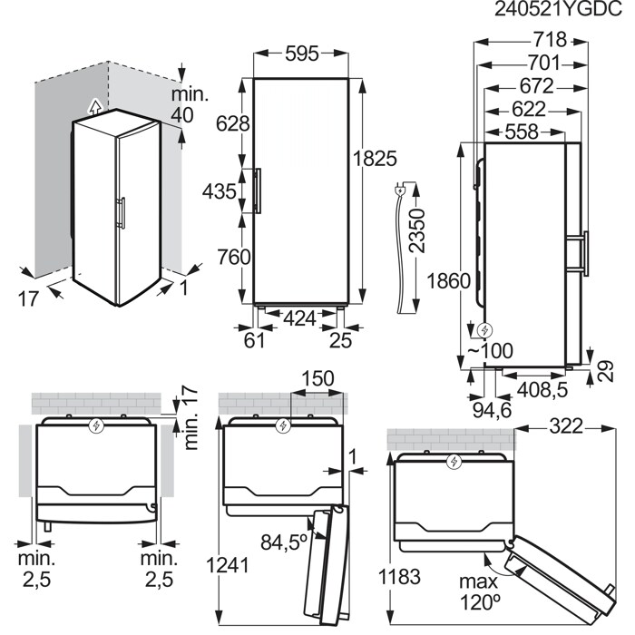 Installation Diagram with product measurements