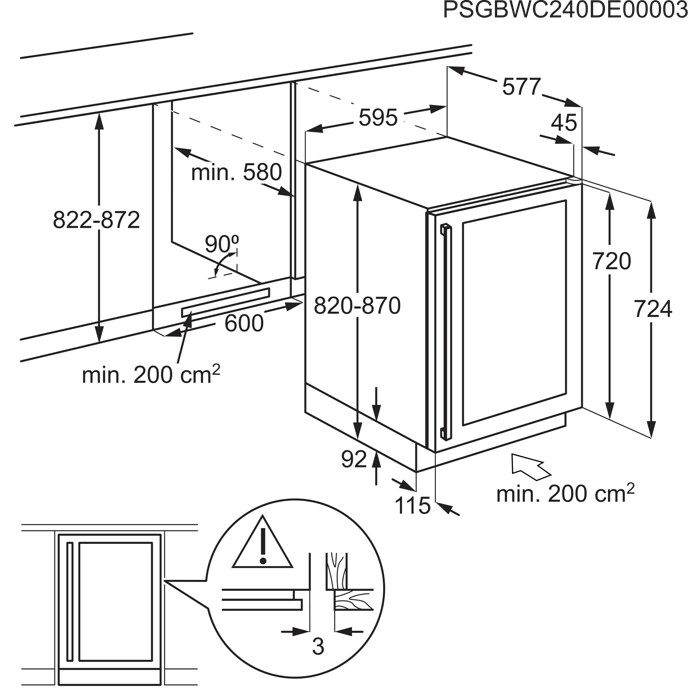 Installation Diagram with product measurements
