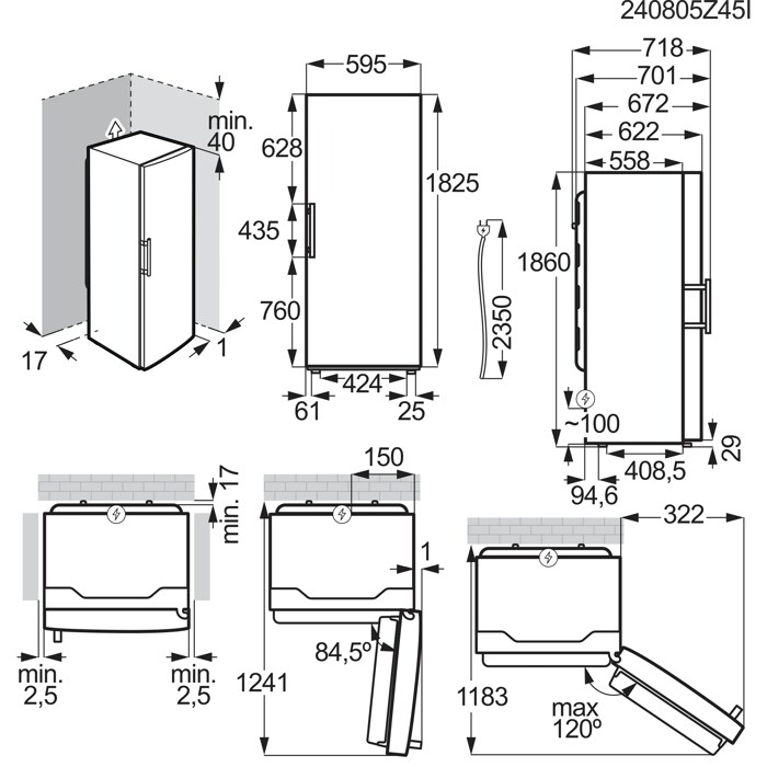 Installation Diagram with product measurements