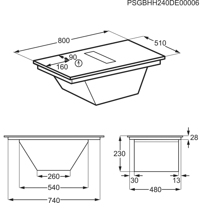 Installation Diagram with product measurements