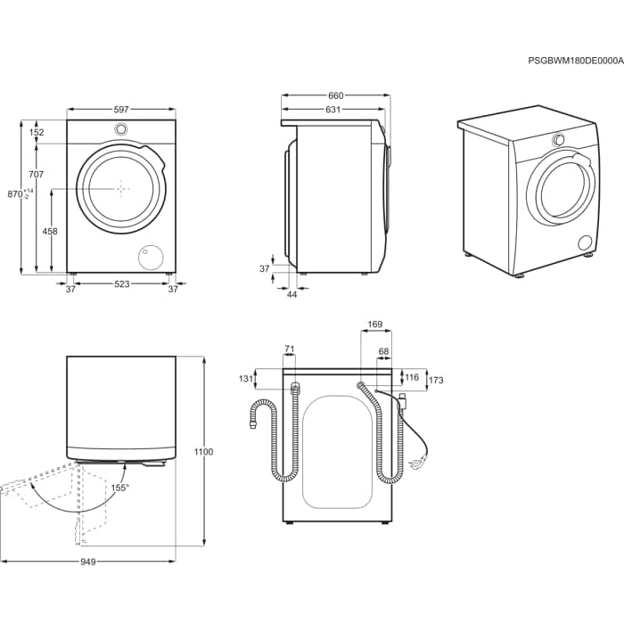 Installation Diagram with product measurements