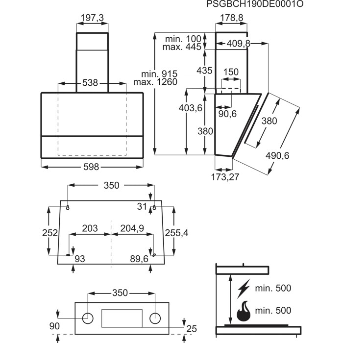 Installation Diagram with product measurements