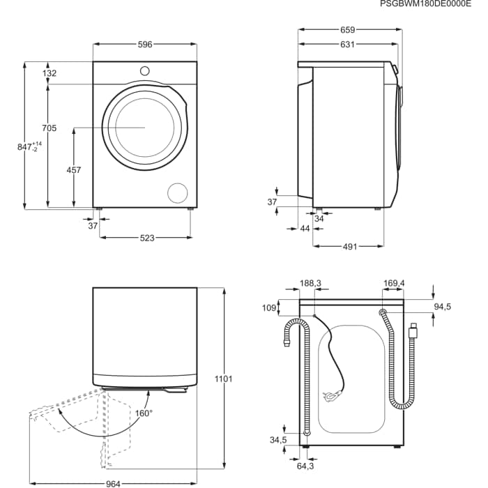 Installation Diagram with product measurements