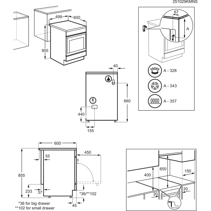 Installation Diagram with product measurements
