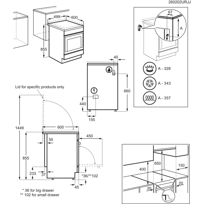 Installation Diagram with product measurements