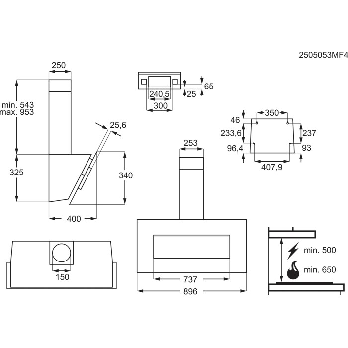 Installation Diagram with product measurements