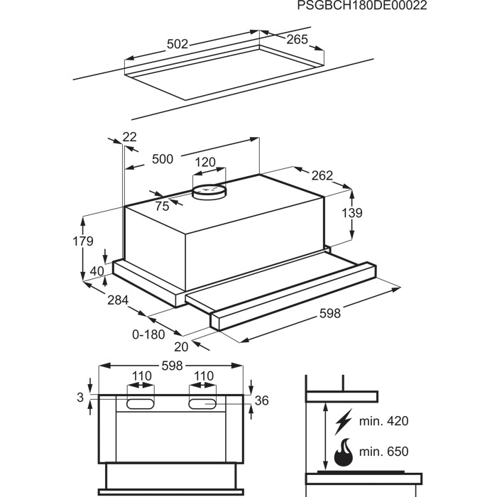 Installation Diagram with product measurements