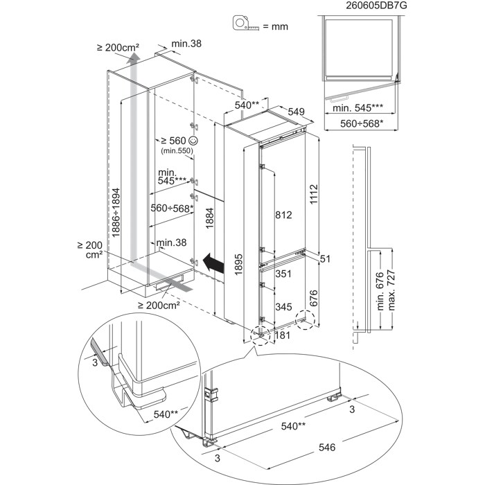 Installation Diagram with product measurements
