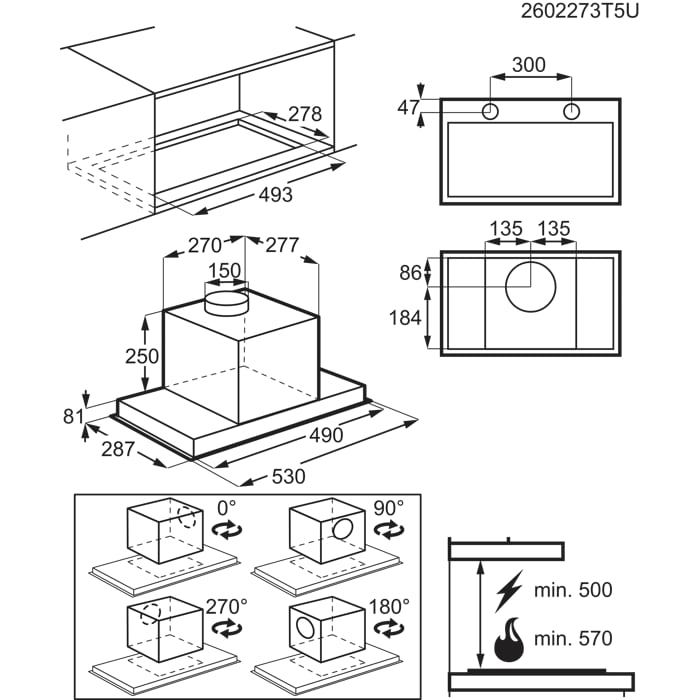 Installation Diagram with product measurements