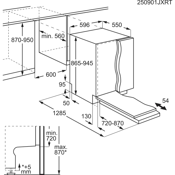 Installation Diagram with product measurements