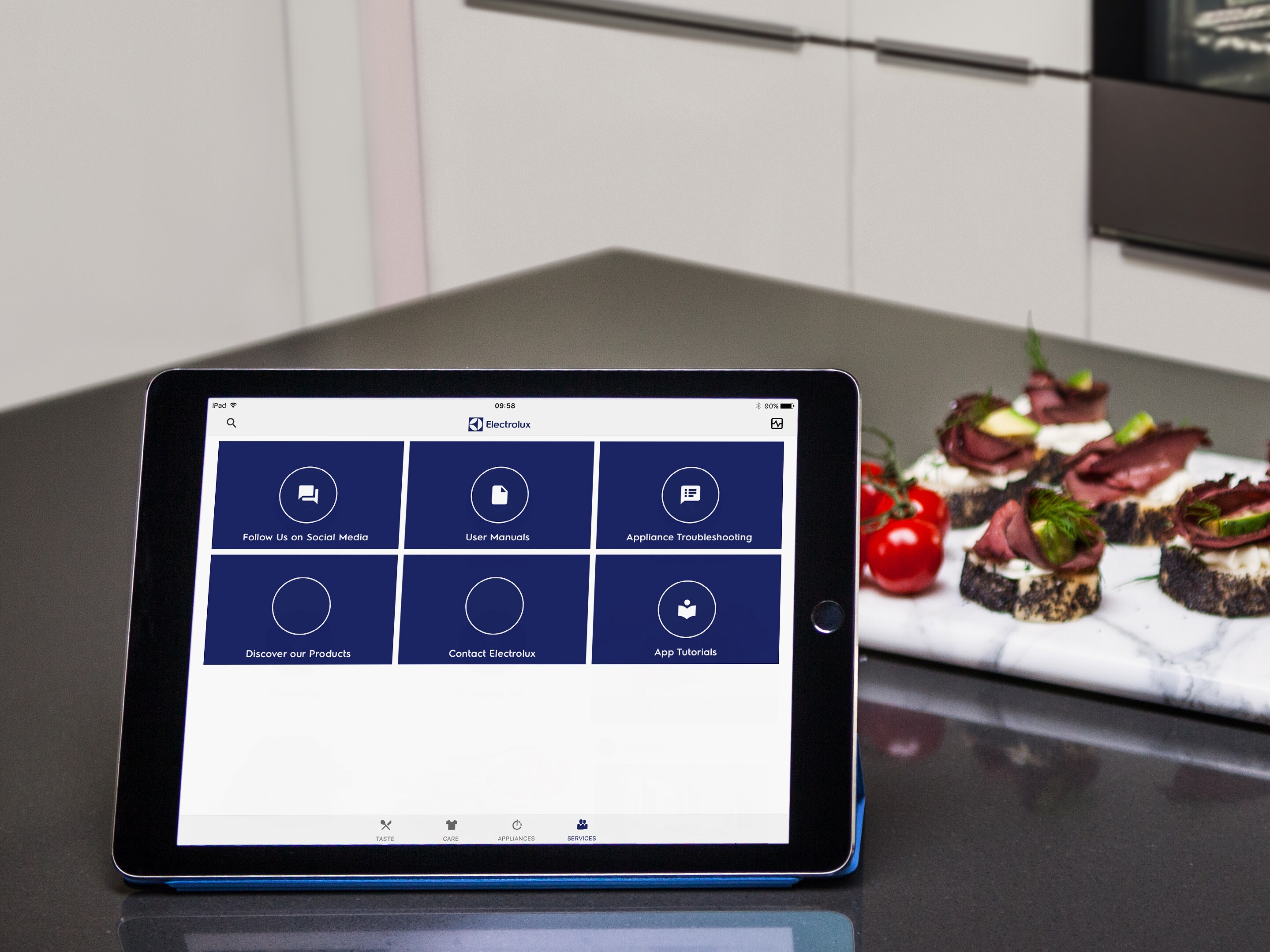 Розділ виробів в додатку My Electrolux на планшеті