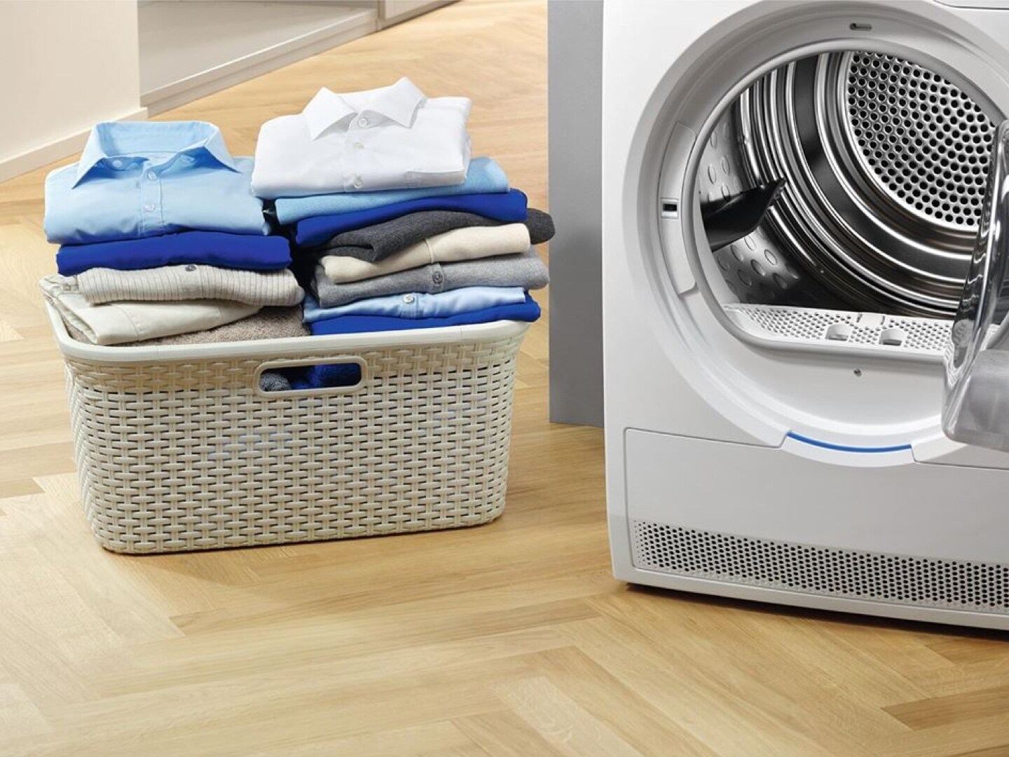 A hamper with shirts