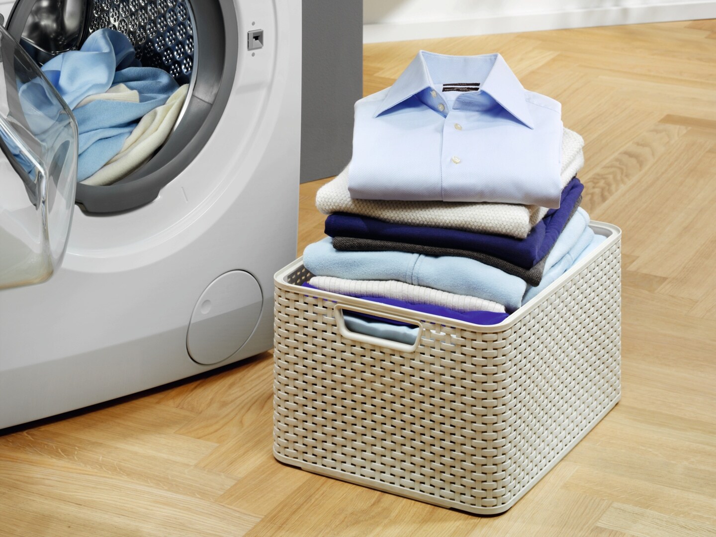 Shirts in hamper