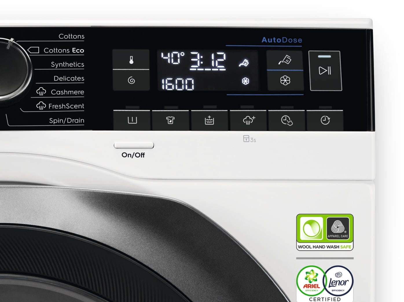Washing machine display in close-up