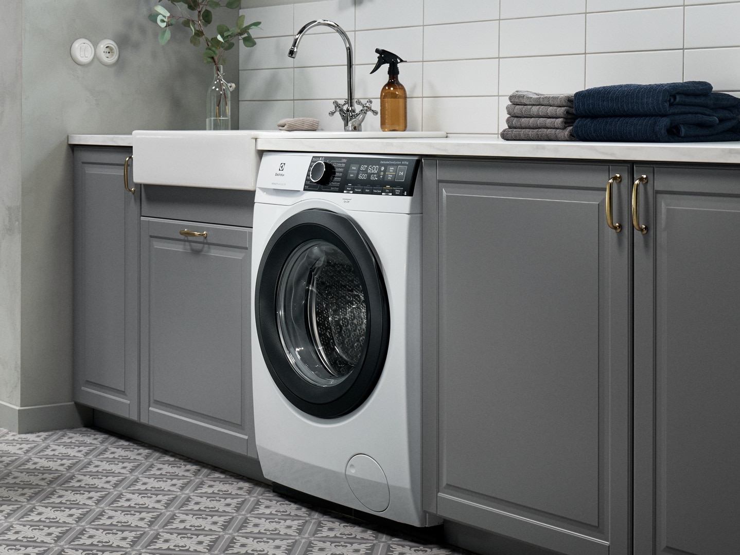 Built-in washing machine in laundry room